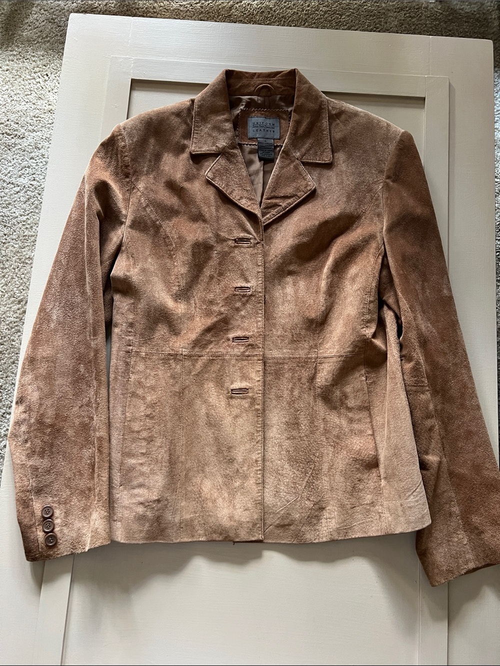 Vintage Y2K Camel Suede Button-Front Blazer